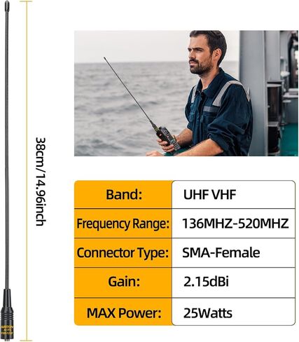 Flexible Whip Antenna Dual Band VHF UHF 144/430MHz 15.15inch SMA Female Ham Radio 771 Antenna for Baofeng UV-5R MINI AR-5RM UV-32 DM-32 Handheld Ham Two Way Radio Walkie Talkies (2 Pack) in Saudi Arabia