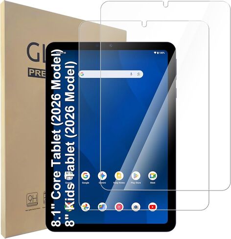 Hianjoo 2-Pack Screen Protector Compatible with Onn 8.1" Core Tablet (2026 Model) / Onn 8" Kids Tablet (2026 Model), Case Friendly Tempered Glass [HD Clarity] [9 Hardness] [Anti-Scratch] [Easy Installation] in Kuwait