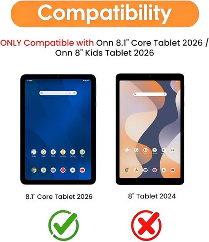 Hianjoo 2-Pack Screen Protector Compatible with Onn 8.1" Core Tablet (2026 Model) / Onn 8" Kids Tablet (2026 Model), Case Friendly Tempered Glass [HD Clarity] [9 Hardness] [Anti-Scratch] [Easy Installation] in Kuwait