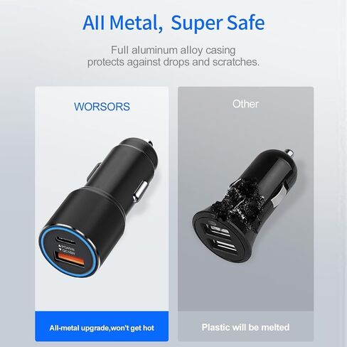 63W Car Charger USB C for Moto Motorola G Play (2022 2023 2024 2025 2026)/G Power/G Stylus/Edge (2020-2026 5G) Android Phone,Dual Port (USB C 45W+QC 18W)Adapter Cigarette Lighter Plug +4FT Fast Cable in Saudi Arabia