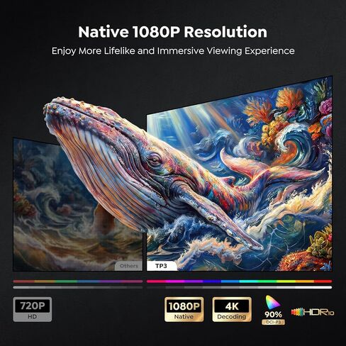 Portable Smart Projector [Bundled with Google TV Stick 14.0 & 4K Support & Dolby] with WiFi and Bluetooth HDR10,Ceiling Mini Movie Short Throw Projector Outdoor Auto Focus for Home Theater Bedroom in Saudi Arabia