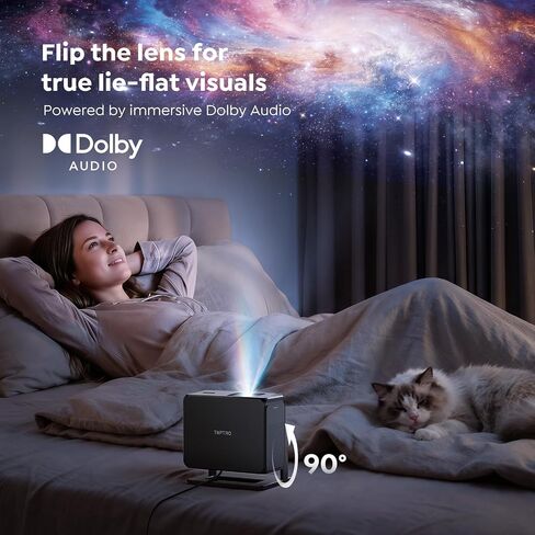 Portable Smart Projector [Bundled with Google TV Stick 14.0 & 4K Support & Dolby] with WiFi and Bluetooth HDR10,Ceiling Mini Movie Short Throw Projector Outdoor Auto Focus for Home Theater Bedroom in Saudi Arabia