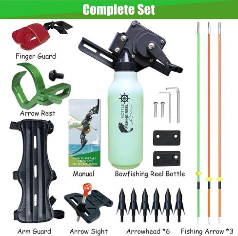 45lbs Bow Fishing Combo Kit Archery Recurve Bow Set, Bowfishing Bow and Arrow Adult Beginner, with 40 Meters Bowfishing Reel Bottle in Saudi Arabia