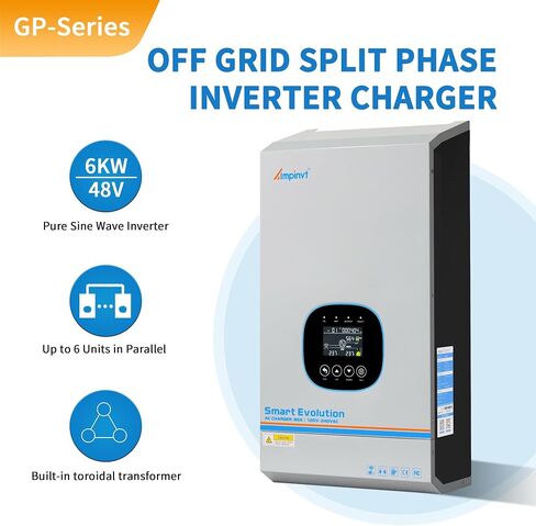 6000W Peak 18000W 48V Pure Sine Wave Inverter with 80A Battery Charger,240V AC Input, Split Phase 120V/240V AC Output, Off‑Grid Low Frequency Power Inverter for Truck Boat Home RV,Supports Parallel in Saudi Arabia