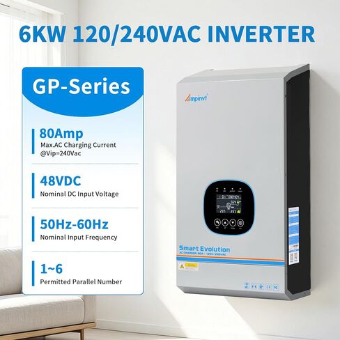 6000W Peak 18000W 48V Pure Sine Wave Inverter with 80A Battery Charger,240V AC Input, Split Phase 120V/240V AC Output, Off‑Grid Low Frequency Power Inverter for Truck Boat Home RV,Supports Parallel in Saudi Arabia