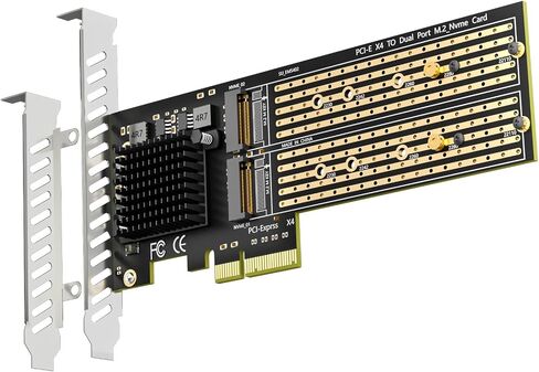 GLOTRENDS PA20 Dual M.2 NVMe to PCIe 3.0 X4 Adapter with PCIe Bifurcation, Setup Soft M.2 NVMe RAID via OS Tool (Support 22110/2280 Size) in Kuwait