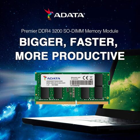 ADATA Premier 16GB (1x16GB) DDR4 3200MHz CL22 PC4-25600 260-Pin SODIMM Memory RAM Single Pack(AD4S320016G22-SGN) in Saudi Arabia