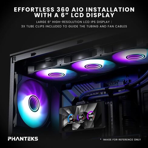 Phanteks Glacier One 360M25-LCD AIO Liquid CPU Cooler, 6" IPS LCD HD Display, 120mm M25 Gen2 D-RGB Fans, High-Performance Copper Cold Plate, Intel & AMD Compatible, Black in Saudi Arabia