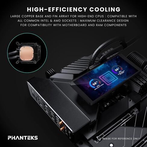 Phanteks Glacier One 360M25-LCD AIO Liquid CPU Cooler, 6" IPS LCD HD Display, 120mm M25 Gen2 D-RGB Fans, High-Performance Copper Cold Plate, Intel & AMD Compatible, Black in Saudi Arabia