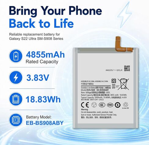 for S22 Ultra Battery EB-BS908ABY Replacement Kits for Samsung Galaxy S22 Ultra 5G SM-S908U/U1/W Series with Repair Tools Kit and User Manual in Saudi Arabia