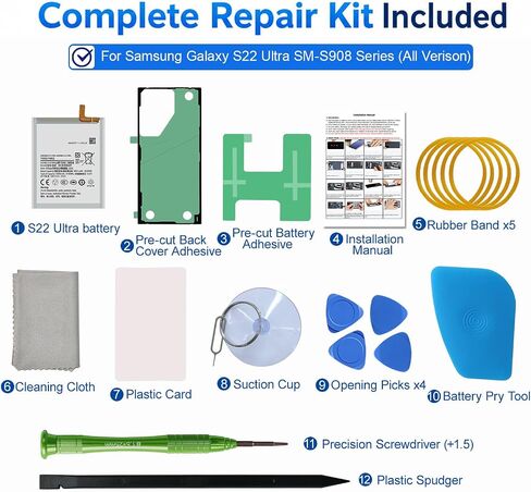 for S22 Ultra Battery EB-BS908ABY Replacement Kits for Samsung Galaxy S22 Ultra 5G SM-S908U/U1/W Series with Repair Tools Kit and User Manual in Saudi Arabia