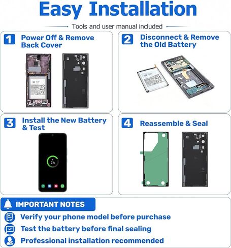 for S22 Ultra Battery EB-BS908ABY Replacement Kits for Samsung Galaxy S22 Ultra 5G SM-S908U/U1/W Series with Repair Tools Kit and User Manual in Saudi Arabia