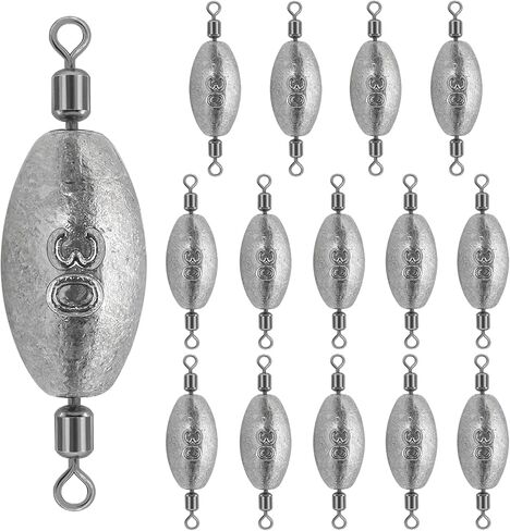 15Pcs Fishing Weights Sinkers Inline Trolling Sinkers with Inner Swivels in Saudi Arabia