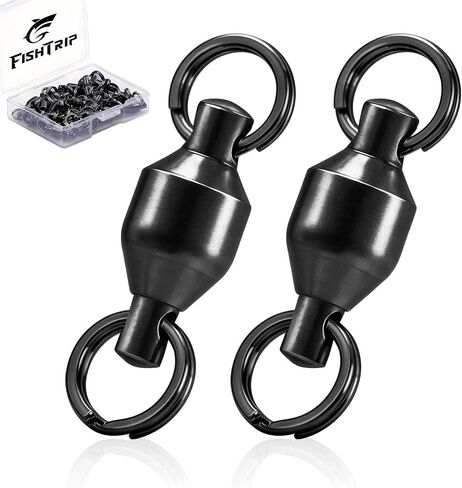 FishTrip Ball Bearing Swivels with Split Rings, Quick Snap Fishing Clips in Saudi Arabia