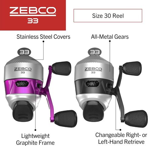 Zebco 33 Spincast Reel and 2-Piece Fishing Rod Combo, 5-Foot 6-Inch Durable Fiberglass Rod, Quickset Anti-Reverse Fishing Reel with Bite Alert in Saudi Arabia