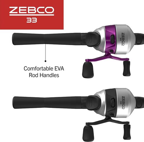 Zebco 33 Spincast Reel and 2-Piece Fishing Rod Combo, 5-Foot 6-Inch Durable Fiberglass Rod, Quickset Anti-Reverse Fishing Reel with Bite Alert in Saudi Arabia