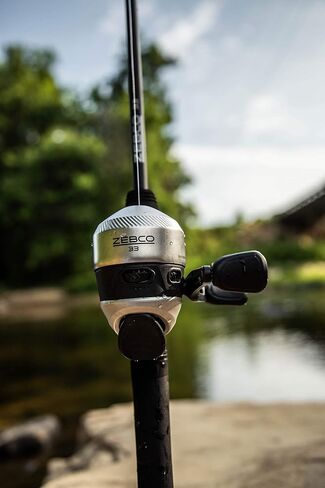Zebco 33 Spincast Reel and 2-Piece Fishing Rod Combo, 5-Foot 6-Inch Durable Fiberglass Rod, Quickset Anti-Reverse Fishing Reel with Bite Alert in Saudi Arabia