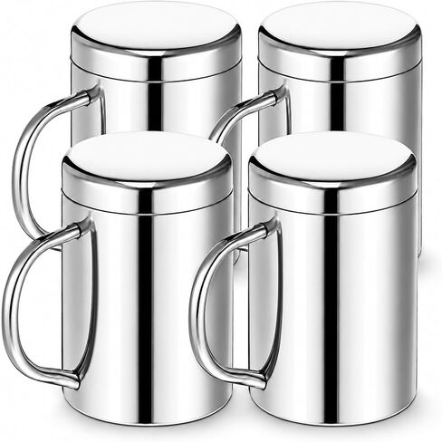 4 Pack 13.5 oz Stainless Steel Double-Walled Metal Mugs with Lid and Handle in Saudi Arabia