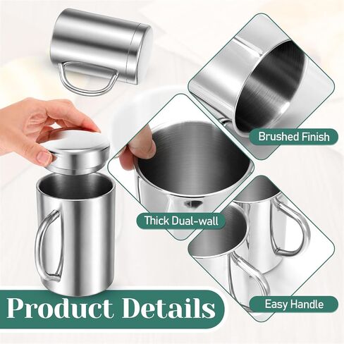4 Pack 13.5 oz Stainless Steel Double-Walled Metal Mugs with Lid and Handle in Saudi Arabia