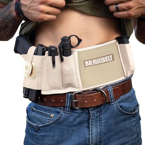 BravoBelt Laser Fit Edition - Belly Band Holster for Concealed Carry | Compatible with Red Dot, Lasers & Tactical TLR Light Systems -Unisex (Tactical Nude, Standard - Up to 44" Belly) in Saudi Arabia