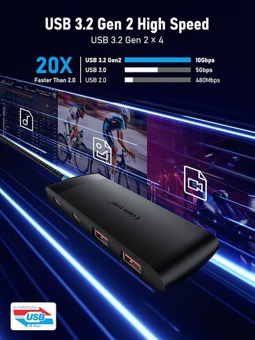 Lemorele USB C Hub 5-in-1 10Gbps, 2 USB A & 2 C Data Ports, 7.9in Cable in Kuwait