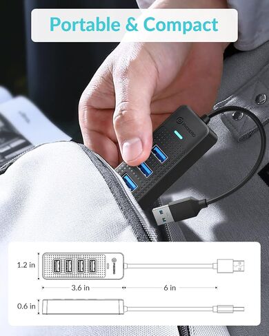 PHIXERO USB 3.2 Gen1 Compact Hub, USB A 4-Port Splitter for Laptop, Desktop PC and More(5Y Warranty) in Saudi Arabia