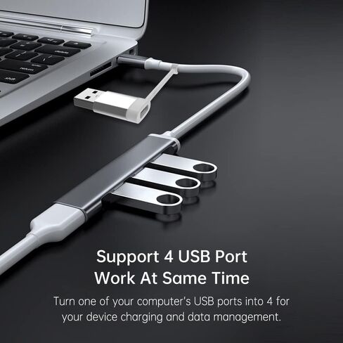 Karlak Type C to USB 3.0 Hub 4 Ports 4-in-1 Docking Station Ultra Slim USB Splitter Plug and Play Compatible with Pro/Air XPS PC Flash Drive in Saudi Arabia