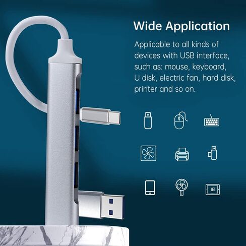 Karlak Type C to USB 3.0 Hub 4 Ports 4-in-1 Docking Station Ultra Slim USB Splitter Plug and Play Compatible with Pro/Air XPS PC Flash Drive in Saudi Arabia