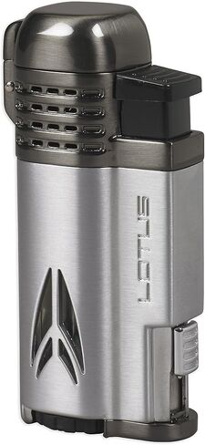 Lotus Defiant Cigar Lighter with Quad Pinpoint Torch Flames, Single Action Ignition, All Metal Housing, Retractable 10 mm Cigar Punch, Large Flame Adjuster (Red Matte & Dark Gunmetal) in Saudi Arabia