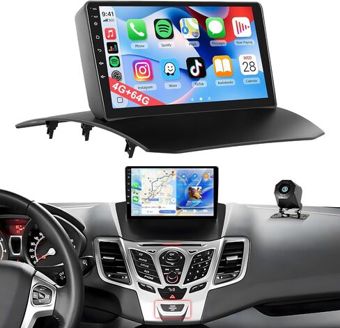 SIXTOP 4G+64G Android Car Stereo Radio for Ford Fiesta 2009-2014 Wireless Carplay Android Auto 9 Inch IPS 1280 * 720 Touchscreen Bluetooth 5.0 GPS Head Unit WiFi 6 FM/RDS EQ SWC AHD Backup Camera in Saudi Arabia