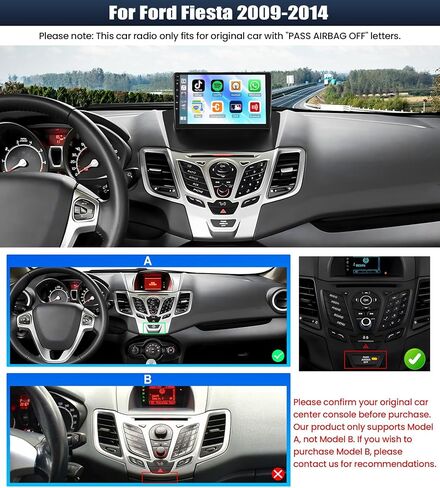 SIXTOP 4G+64G Android Car Stereo Radio for Ford Fiesta 2009-2014 Wireless Carplay Android Auto 9 Inch IPS 1280 * 720 Touchscreen Bluetooth 5.0 GPS Head Unit WiFi 6 FM/RDS EQ SWC AHD Backup Camera in Saudi Arabia