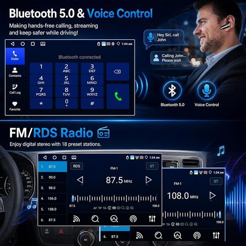 SIXTOP 4G+64G Android Car Stereo Radio for Ford Fiesta 2009-2014 Wireless Carplay Android Auto 9 Inch IPS 1280 * 720 Touchscreen Bluetooth 5.0 GPS Head Unit WiFi 6 FM/RDS EQ SWC AHD Backup Camera in Saudi Arabia