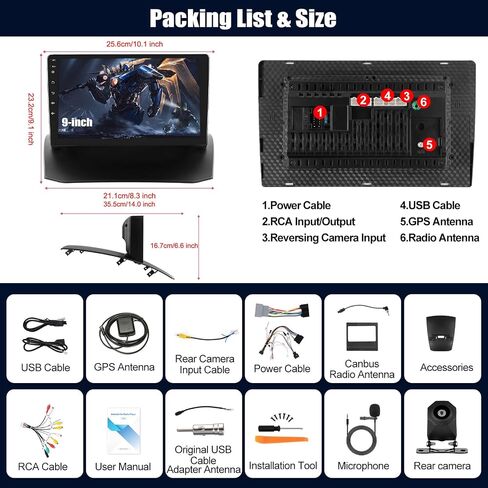 SIXTOP 4G+64G Android Car Stereo Radio for Ford Fiesta 2009-2014 Wireless Carplay Android Auto 9 Inch IPS 1280 * 720 Touchscreen Bluetooth 5.0 GPS Head Unit WiFi 6 FM/RDS EQ SWC AHD Backup Camera in Saudi Arabia