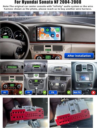SIXTOP 4+64G Android Car Stereo Radio for Hyundai Sonata NF 2004-2008 Wireless Carplay Android Auto 9 inch IPS Touch Screen Bluetooth 5.0 GPS Navigation FM/RDS 32EQ WiFi Mirror Link AHD Rear Camera in Saudi Arabia