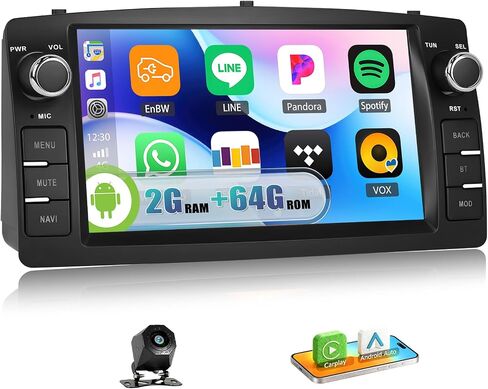 Car Radio for Toyota Corolla E120 E130 2000-2008 with Wireless CarPlay Android Auto|2G+64G 7" Touchscreen Android 15 Car Stereo with WiFi GPS Bluetooth FM/RDS + Backup Camera for Corolla Radio in Saudi Arabia