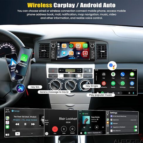 Car Radio for Toyota Corolla E120 E130 2000-2008 with Wireless CarPlay Android Auto|2G+64G 7" Touchscreen Android 15 Car Stereo with WiFi GPS Bluetooth FM/RDS + Backup Camera for Corolla Radio in Saudi Arabia