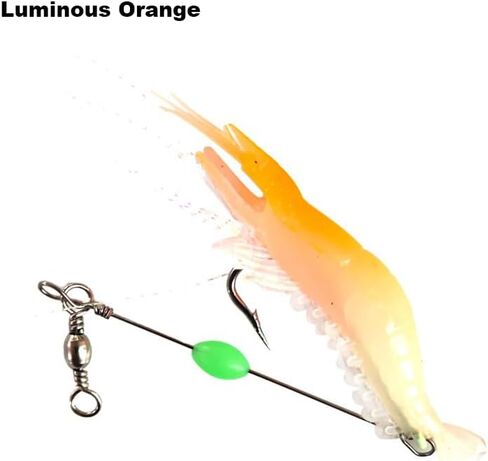 16Pcs Soft Shrimp Fishing Lures Kit with Hooks - Luminous Pre-Rigged Artificial Silicone Shrimp Baits in 3 Sizes, Portable Boxed Swimbait Fishing Tackle Set for Bass, Trout, Saltwater & Freshwater in Kuwait