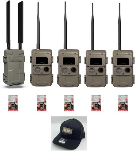 Cuddeback Cuddelink 1 L Series وحدة خلوية منزلية مدعومة من Verizon أو AT&T 4 كاميرات تعمل بالأشعة تحت الحمراء طويلة المدى L Series 5 16GB بطاقات SD 1 قبعة جديدة in Kuwait