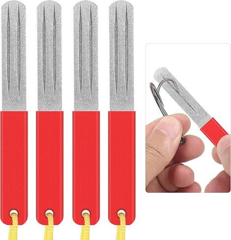 Fishing Hook Sharpener Grinding Tool: 4pcs Double Sided Diamond File Gut Hook for Fishing Portable in Kuwait