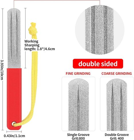 Fishing Hook Sharpener Grinding Tool: 4pcs Double Sided Diamond File Gut Hook for Fishing Portable in Kuwait