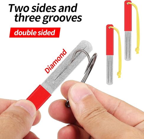 Fishing Hook Sharpener Grinding Tool: 4pcs Double Sided Diamond File Gut Hook for Fishing Portable in Kuwait