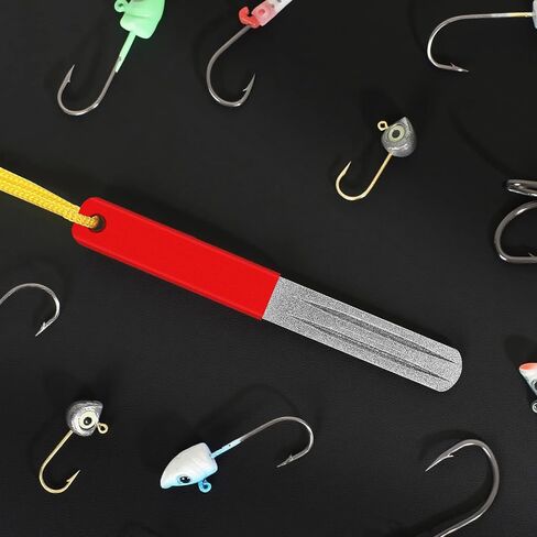 Fishing Hook Sharpener Grinding Tool: 4pcs Double Sided Diamond File Gut Hook for Fishing Portable in Kuwait