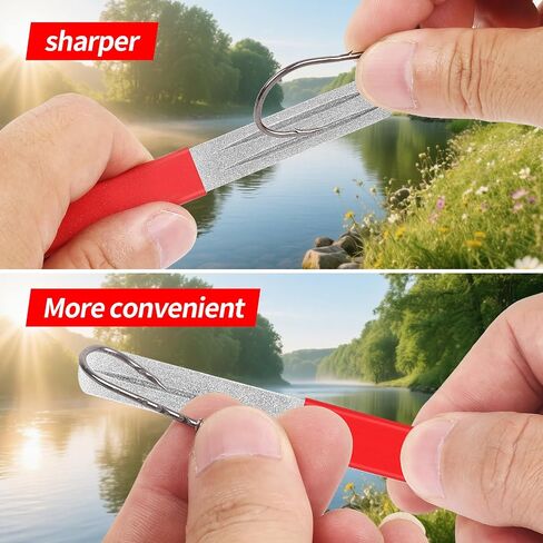Fishing Hook Sharpener Grinding Tool: 4pcs Double Sided Diamond File Gut Hook for Fishing Portable in Kuwait