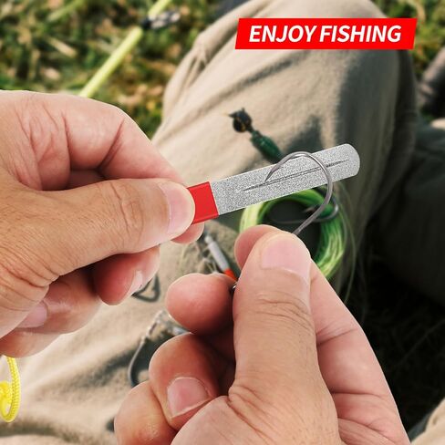 Fishing Hook Sharpener Grinding Tool: 4pcs Double Sided Diamond File Gut Hook for Fishing Portable in Kuwait