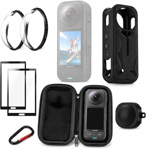 4-in-1 Accessory Bundle for Insta360 X4 AIR, Lens Guard + Tempered Glass + Silicone Cover + Carrying Case in Saudi Arabia