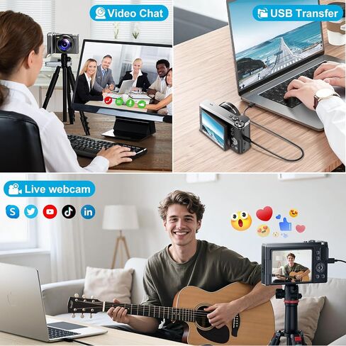 كاميرا رقمية بدقة 4K للتصوير الفوتوغرافي، وكاميرا تسجيل فيديو بتركيز تلقائي بدقة 56 ميجابكسل مع شاشة قلاب مقاس 3 بوصات بزاوية 180 درجة، وتكبير/تصغير 16X، وكاميرا مدمجة للتصوير والتصوير للمبتدئين والمراهقين in Kuwait