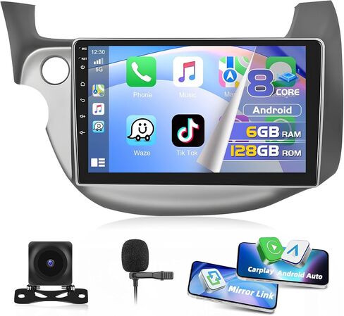 [2+64G] Car Stereo Radio for Honda Fit 2008-2013 with Wireless CarPlay & Android Auto 10.1" Touch Screen Bluetooth Audio with GPS Navigation Mirror Link WiFi RDS Hi-Fi Backup Camera MIC in Kuwait