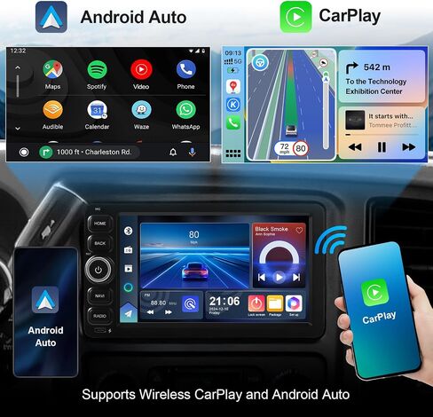 2+64G Android 14 Double Din Car Stereo for Chevrolet Silverado Impala Tahoe GMC Sierra Yukon Hummer H2 with 7 Inch IPS Touchscreen Radio Built-in Wireless Carplay/Android Auto/Bluetooth/FM/AUX/SWC in Saudi Arabia