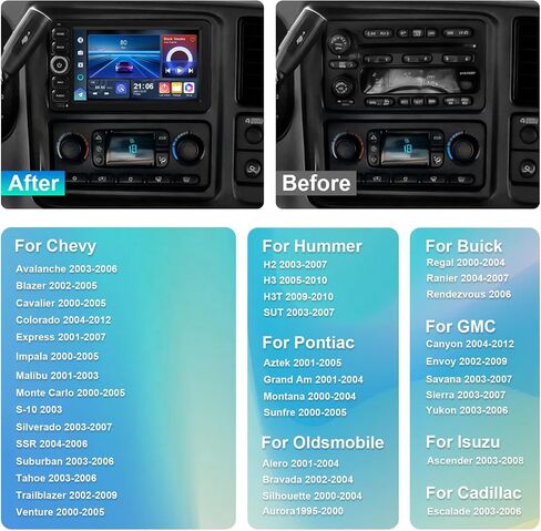 2+64G Android 14 Double Din Car Stereo for Chevrolet Silverado Impala Tahoe GMC Sierra Yukon Hummer H2 with 7 Inch IPS Touchscreen Radio Built-in Wireless Carplay/Android Auto/Bluetooth/FM/AUX/SWC in Saudi Arabia