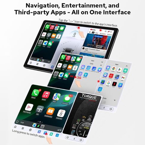 JOYING 12.95" Single Din Car Radio, HD QLED Touch Screen, Android 13 Car Stereo 12GB+256GB Car Audio Receivers, with CarPaly & Android Auto, GPS Navigation, Bluetooth, AM/FM, DSP, SWC(JY-UTS14N12) in Saudi Arabia